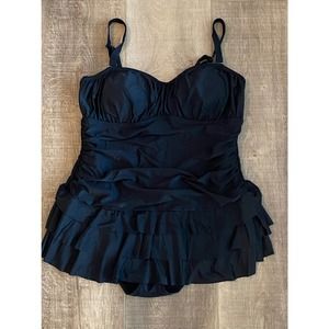 Torrid Black Skirted One Piece Bathing Suit Size 2/2X